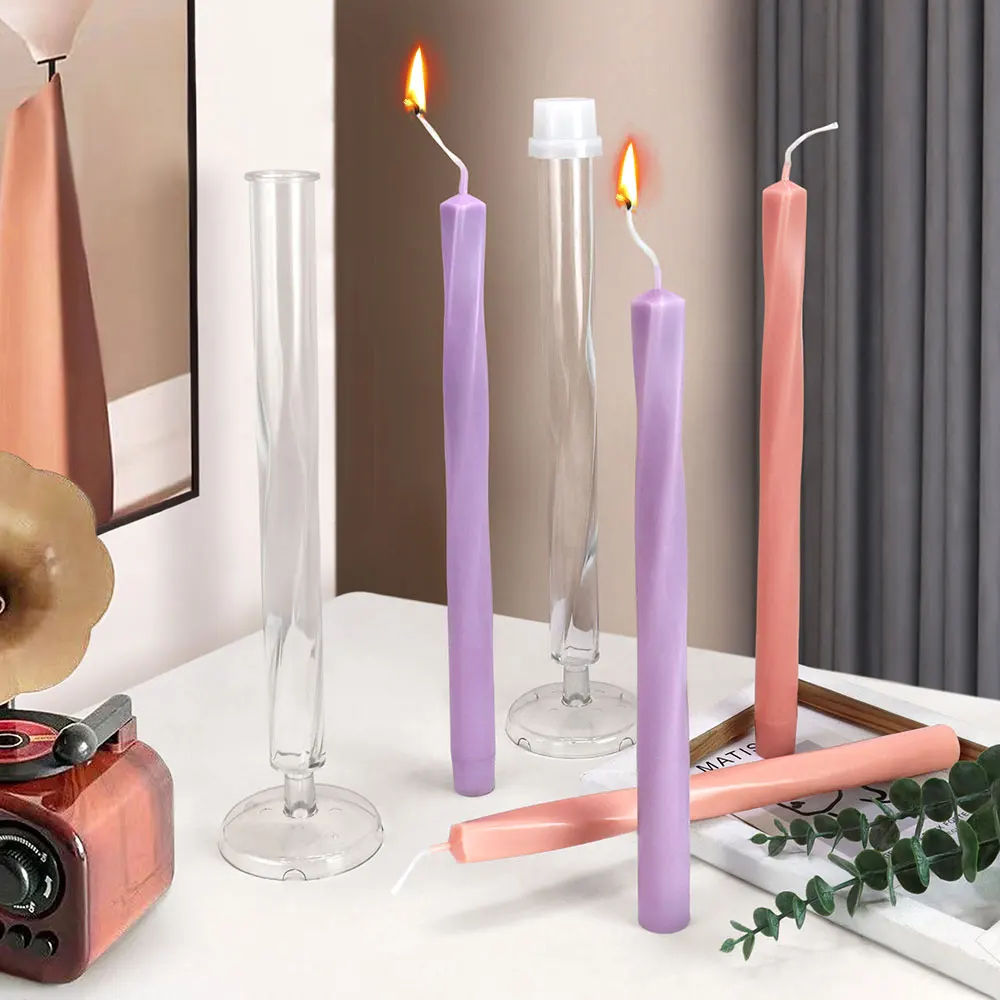 Candle Making Tips - แม่พิมพ์เทียนพลาสติกรูปทรงเกลียวสี่เหลี่ยมแท่นวางเทียนทำเครื่องมือทำเชิงเทียนอะคริลิคตกแต่งงานปาร์ตี้งานแต่งงานของศิลปิน