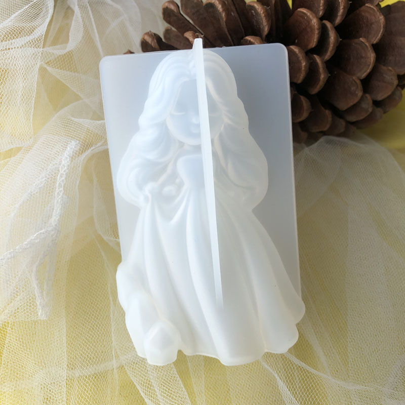 Candle Making Accessories - 3D น่ารักเจ้าหญิงซิลิโคนเทียนแม่พิมพ์ Angel สาวสบู่เรซิ่นพลาสเตอร์ทําแม่พิมพ์ DIY มนุษย์ช็อกโกแลตเบเกอรี่เครื่องมือตกแต่งบ้านของขวัญ