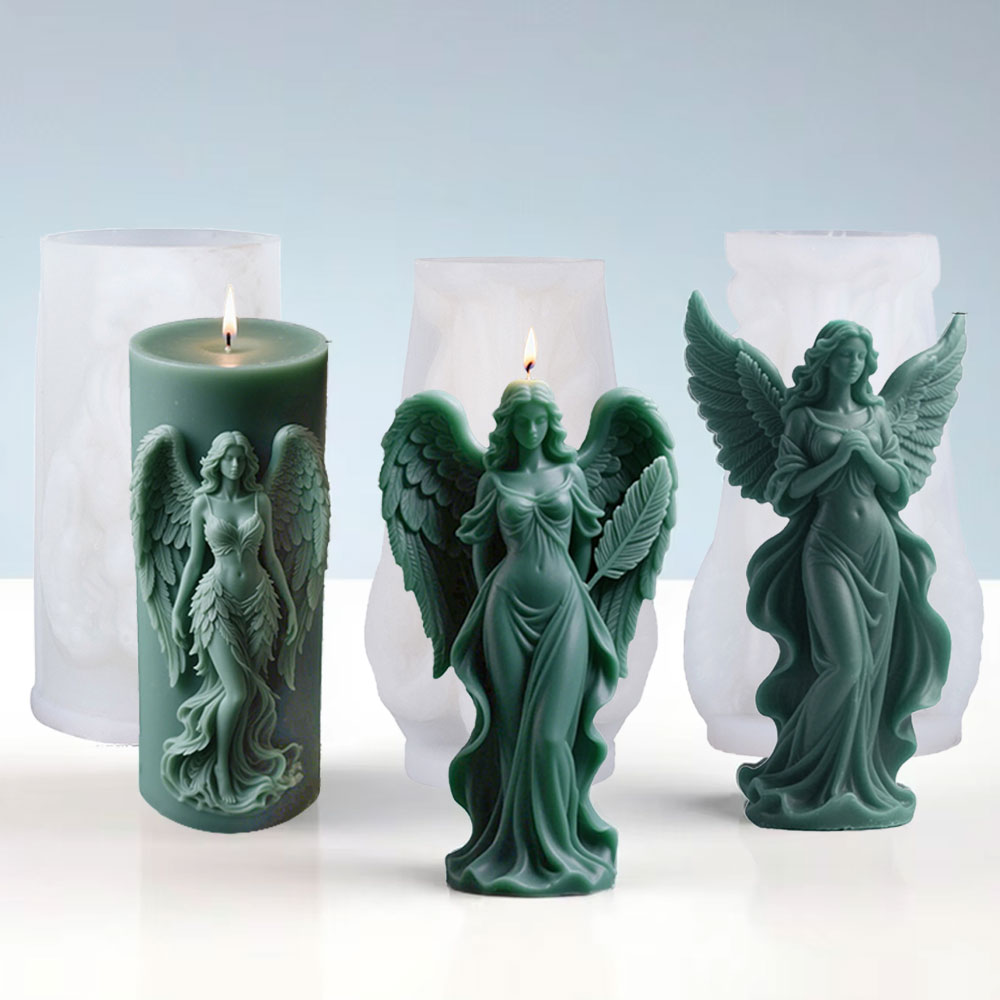 Candle Making Tips - ปีกเทพธิดาเทียนหอมซิลิโคนแม่พิมพ์ DIY Prayer Angel ประติมากรรมยิปซั่มเรซินแม่พิมพ์ผู้หญิงเทียนทําอุปกรณ์ตกแต่งบ้าน