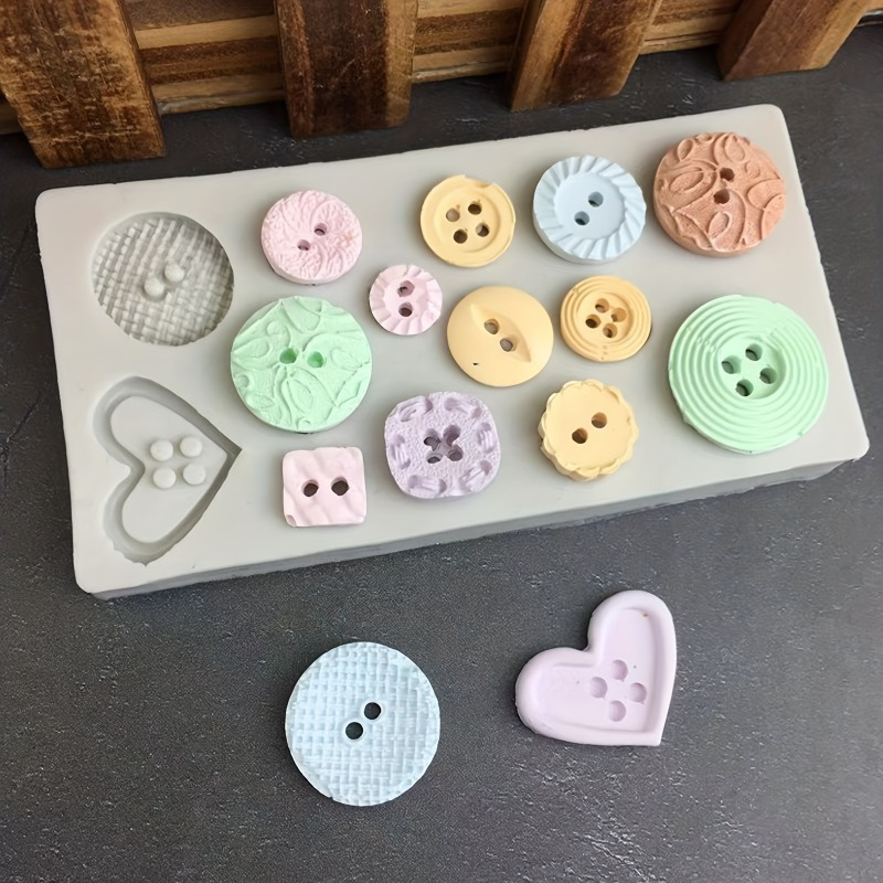 Candle Making Accessories - แม่พิมพ์ซิลิโคนรูปทรงกระดุม แม่พิมพ์ซิลิโคนสำหรับทำสบู่และเทียน อุปกรณ์ตกแต่ง
