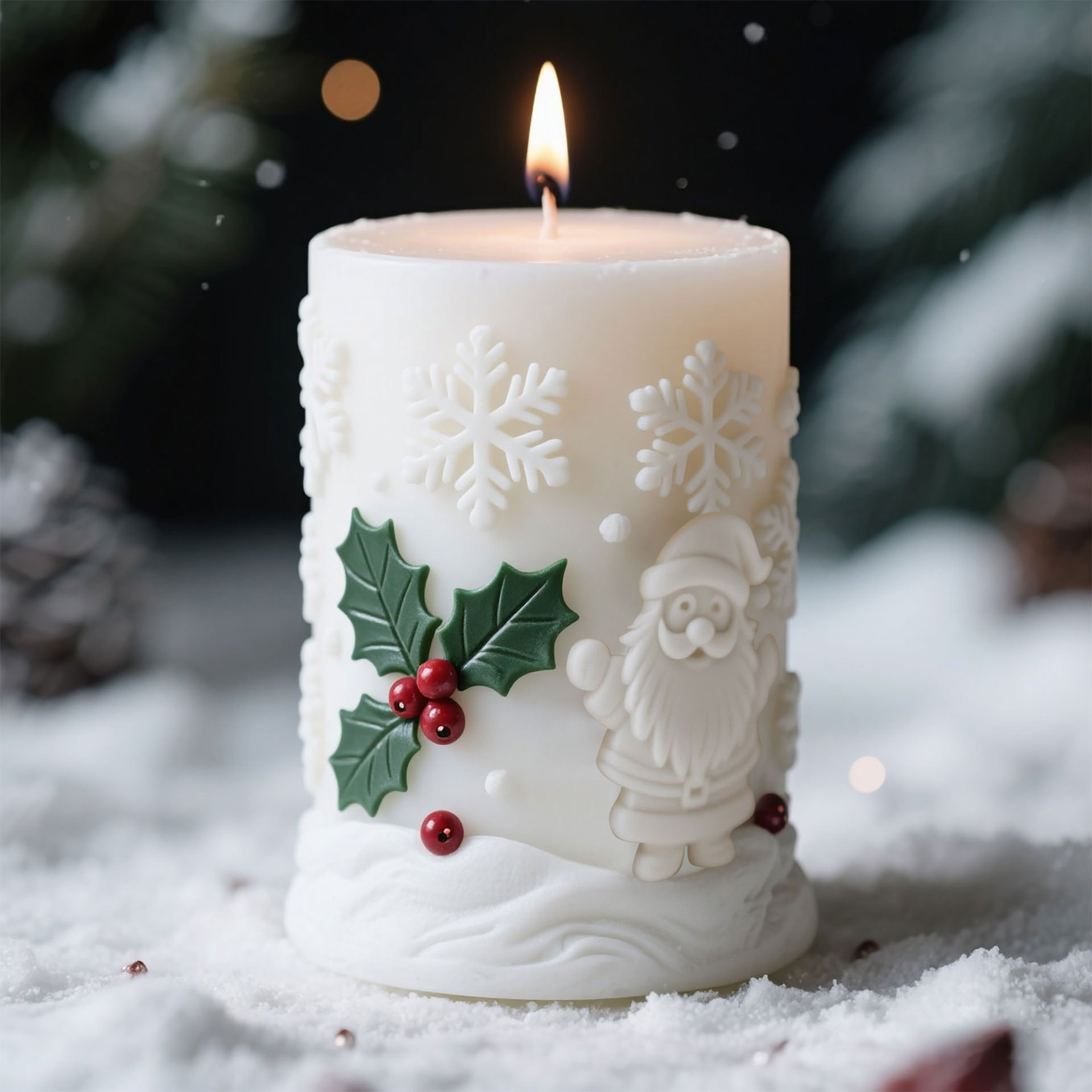 Candle Making Books For Beginners - 3D บรรเทากระบอก Christmas Snowflake Elk ซิลิโคนเทียนแม่พิมพ์
