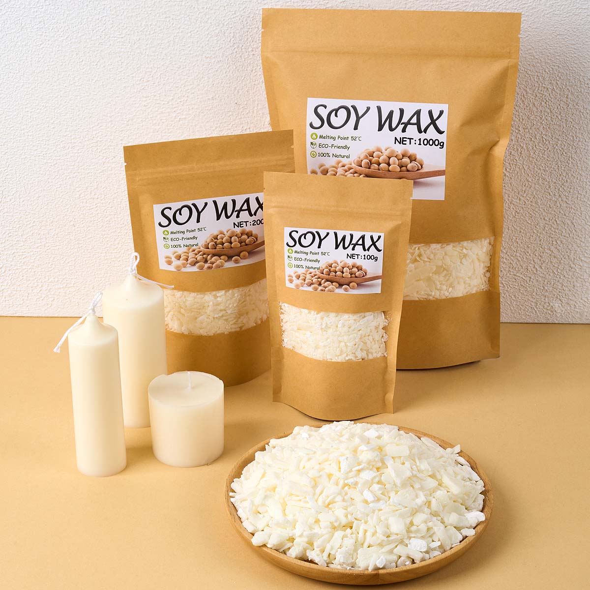 Candle Making Accessories - 1 ปอนด์ขี้ผึ้งถั่วเหลืองสีขาวบริสุทธิ์สําหรับ DIY เทียนทําด้วยมือหัตถกรรม 100% สารเติมแต่งฟรีเทียนหอมวัตถุดิบทําชุดอุปกรณ์