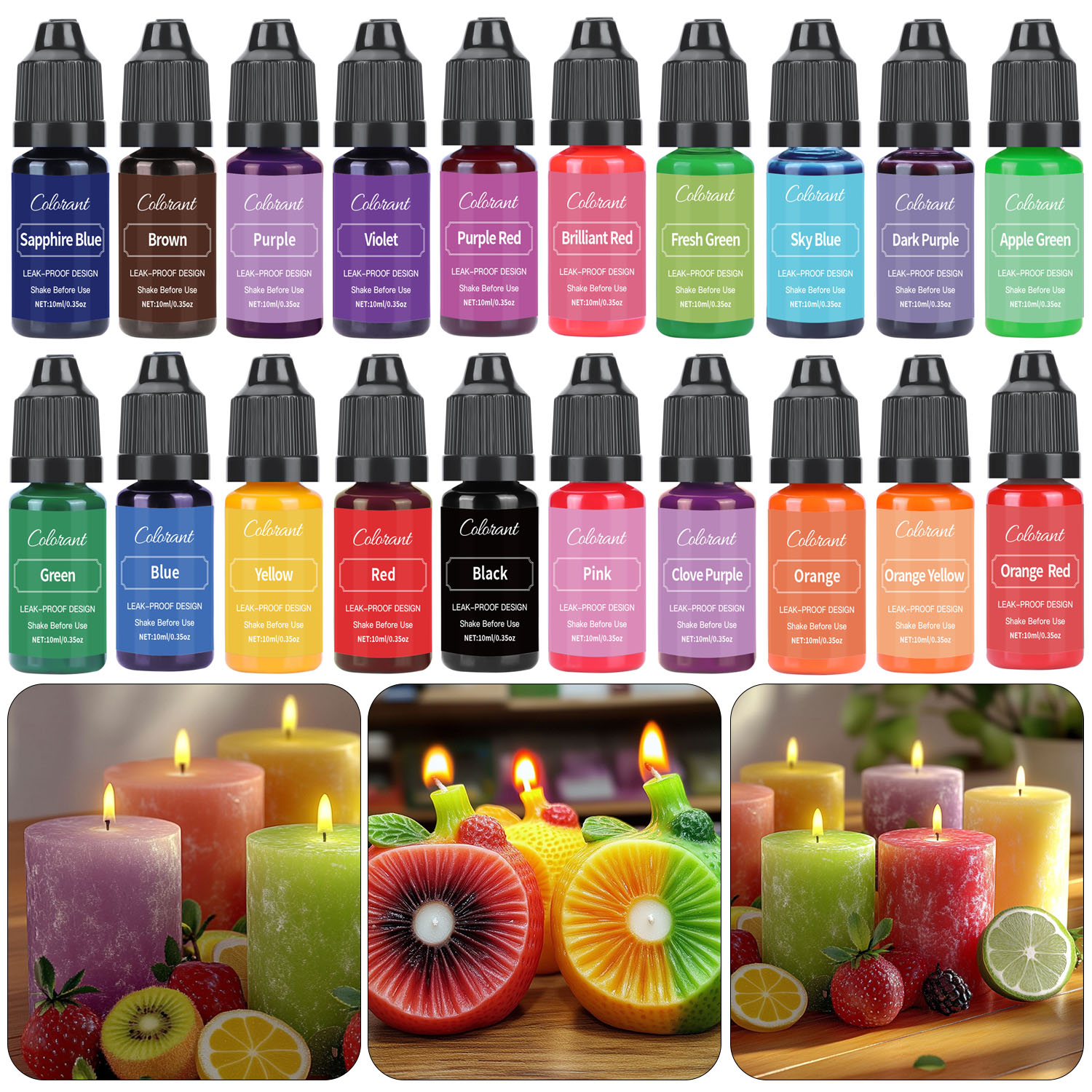 Soy Wax Pillar Blend - สีย้อมเทียนเหลวสำหรับทำเทียนขี้ผึ้งถั่วเหลืองสำหรับงานฝีมือเรซินเม็ดสีสบู่ไส้ฟอยล์สีทอง